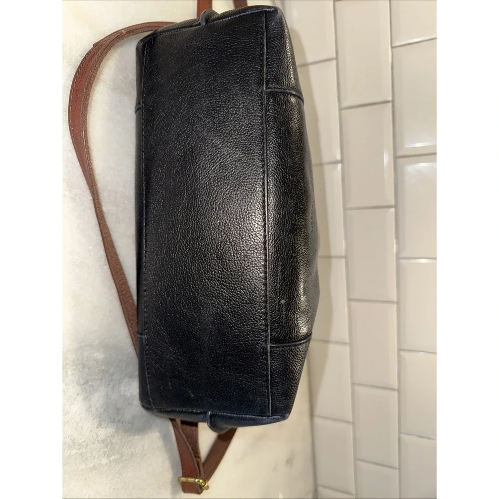 Fossil Sadie Satchel Black Brown Leather Bag Double Handle Crossbody Retail $329